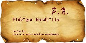 Pláger Natália névjegykártya